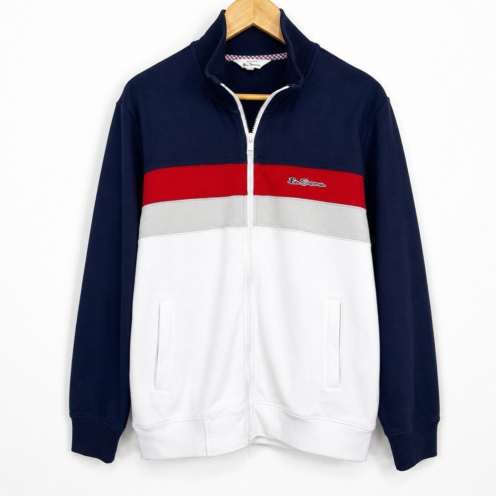 Ben Sherman Retro USA Track Jacket Full Zip Colorblock Sweatshirt L